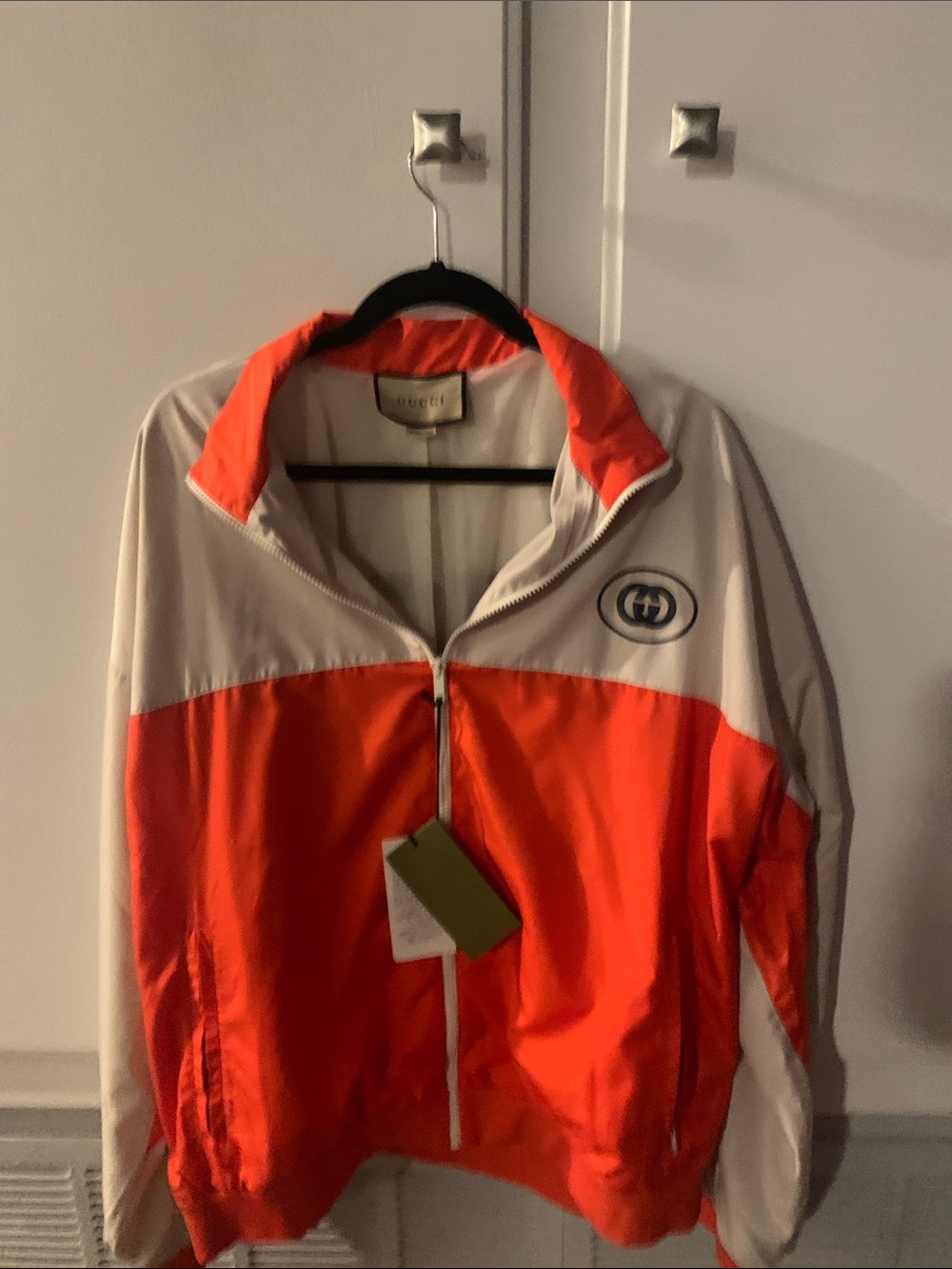 Gucci Orange and Cream Colorblock Windbreaker Jacket
